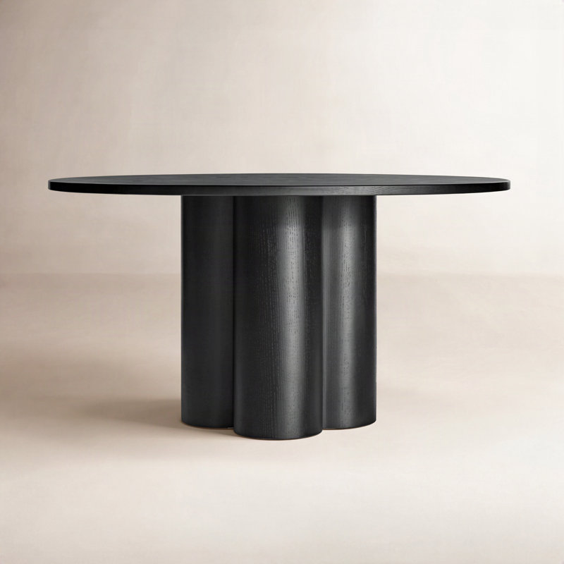 4 Quarter Round Solid Wood Dining Table, Black Ash, 48" W x 48" L