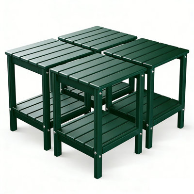 Set Of 4 HDPE 14*13in 2-Tier Outdoor Side Table