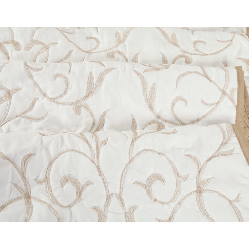 Marina Decoration Home Embroidery Bedding Stitching Coverlet Bedspread Ultra Soft Solid 3 Piece Summer Embroidered Quilt Set with 2 Quilted Shams, Gold Branch Color Queen/Full Size