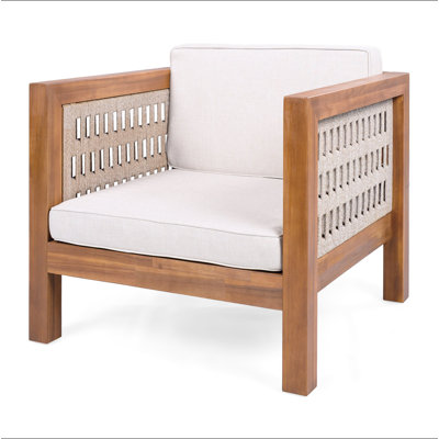 Fauteuil club d'extérieur en bois d'acacia