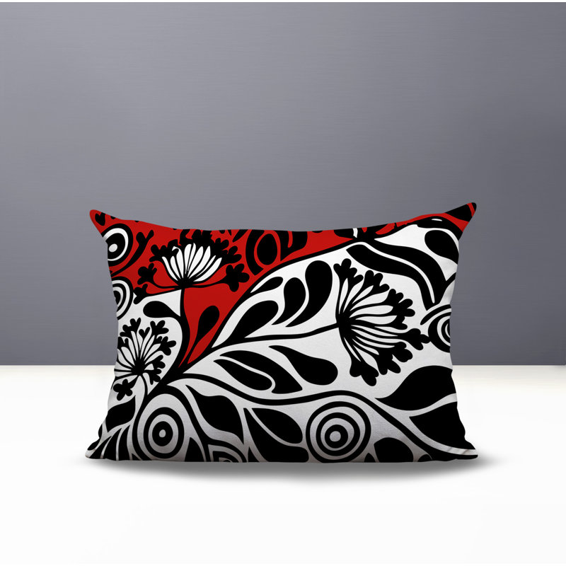 Oreiller rectangulaire réversible intérieur / extérieur Gina, Rectangle H 14 po x l 20 po, Red