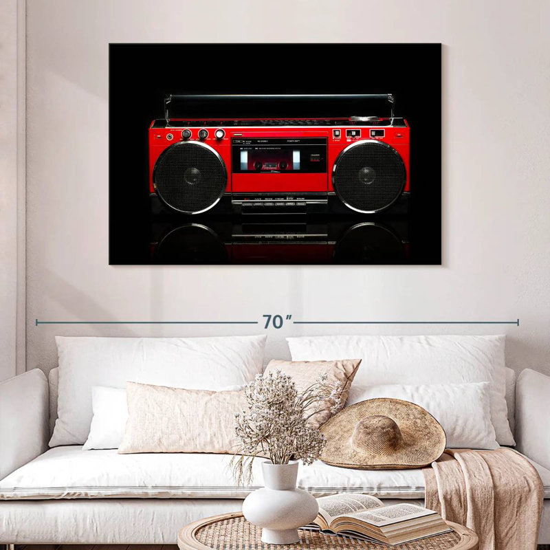 Abarca Retro Red Boom Box, 32" H x 48" W