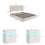 Ensemble de chambre à coucher 3 pièces, lit plateforme tapissier avec système de rangement hydraulique et table de chevet avec station de charge et lumières DEL-8206771