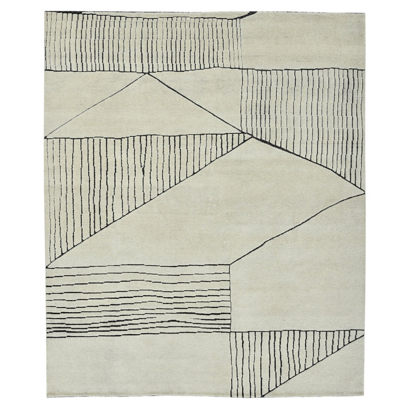Tapis ivoire noué à la main Arlington Moraccan, Rectangle 2 pi x 3 pi