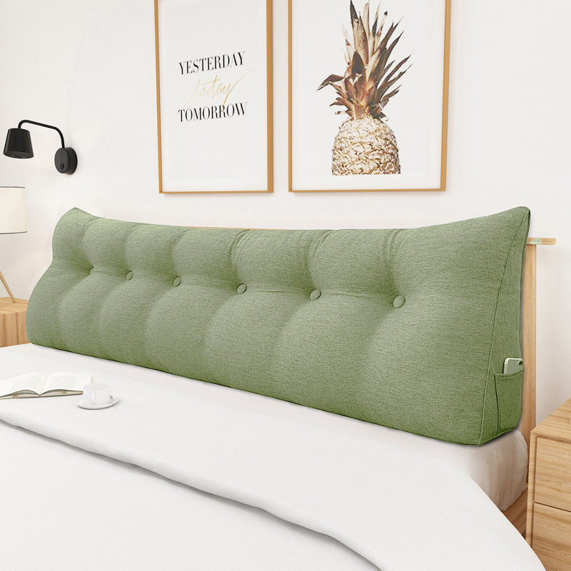 180cm Curved Headboard Pillow, 50cm H x 180cm W, Slight Green