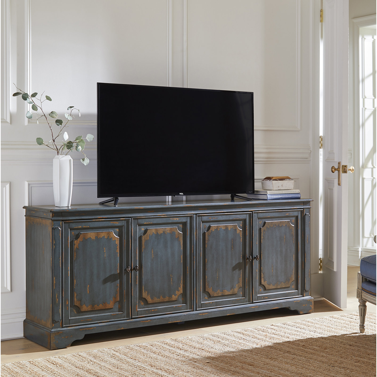 Dalgard TV Stand, Blue, 32"H x 72"W x 16"D