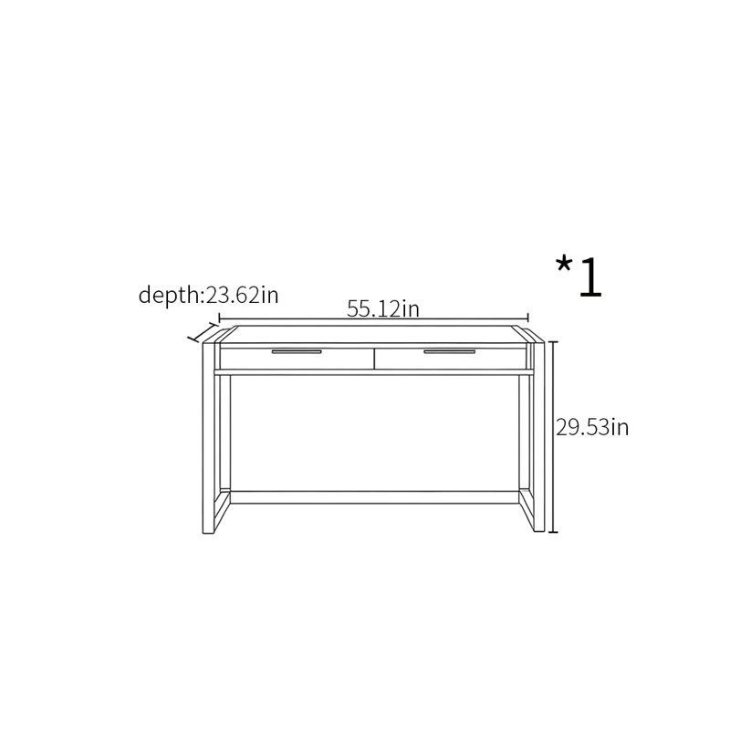 Bureau de style nordique, H 29,53 po x l 55,12 po x P 23,62 po