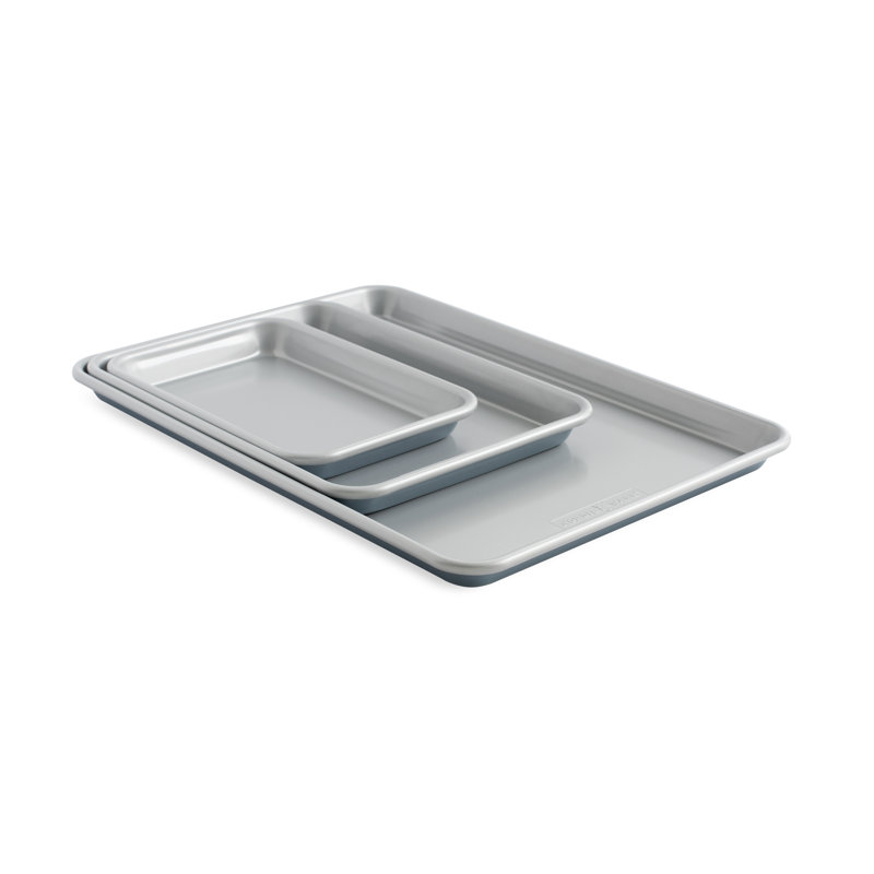 Ensemble de 3 plaques à biscuits et à pâtisserie antiadhésives en aluminium antiadhésif 3 pièces avec demi-feuille, quart de feuille et huitième plaque