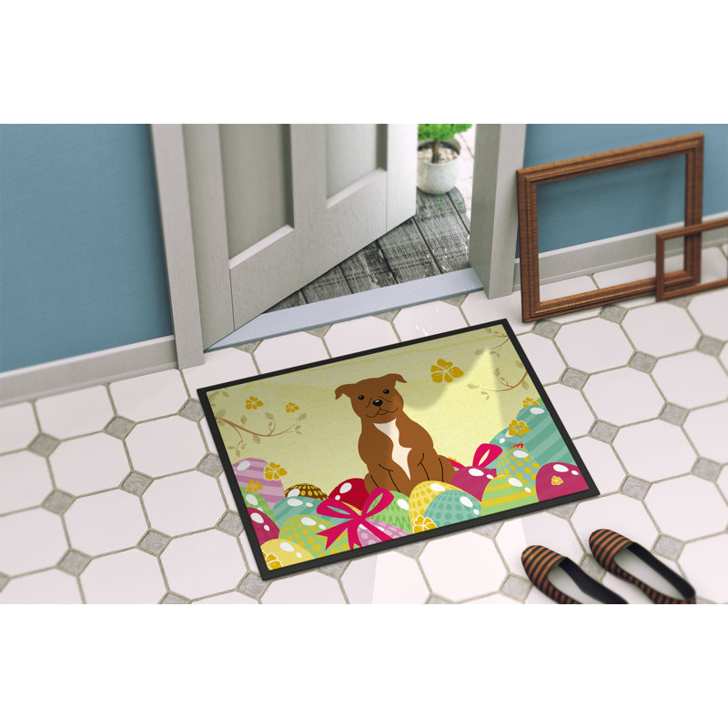 Tapis de porte extérieur antidérapant SantaMarina, Brun / jaune, l 18 po x L 27 po