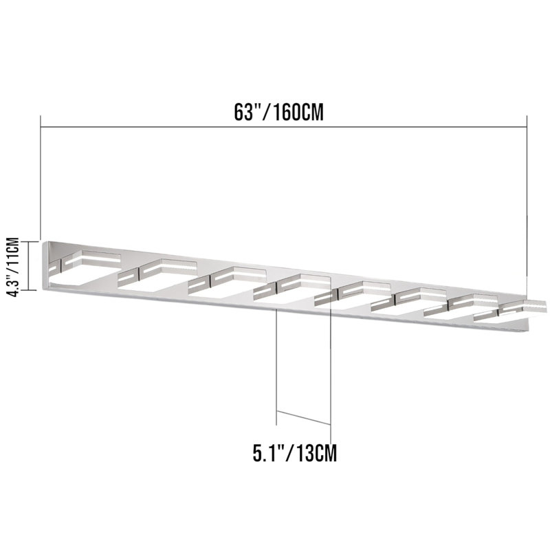 Luminaire de salle de bain moderne à DEL à intensité variable (blanc froid 6000K), Chrome