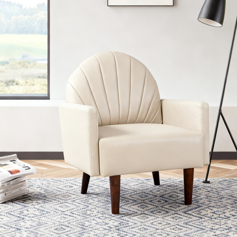 Fauteuil rembourré 1pc avec pieds en bois pour une utilisation quotidienne confortable, Similicuir kaki