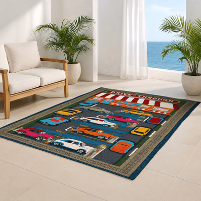 Tapis intérieur et extérieur noir Transport