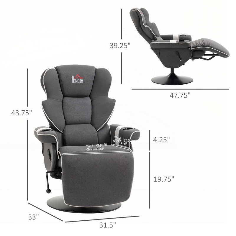 Swivel Manual Recliner with  Two Cup Holders
