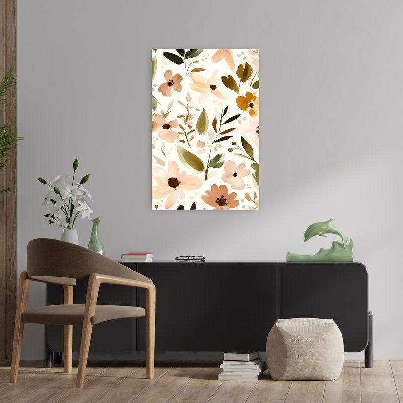 Rêves de fleurs - Affiche murale abstraite délicate et élégante représentant une fleur naturelle, H 36 po x l 24 po