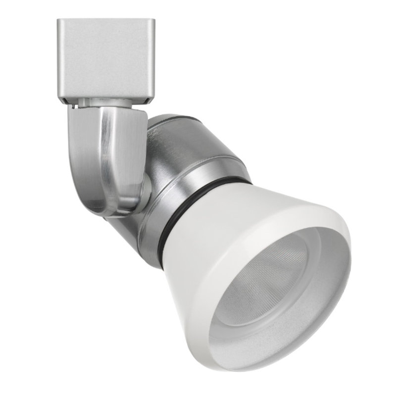Tête de luminaire de rail del, Blanc, Acier brossé