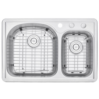 EModern Decor 22'' W Double Bowl Stainless Steel Drop-In Kitchen Sink