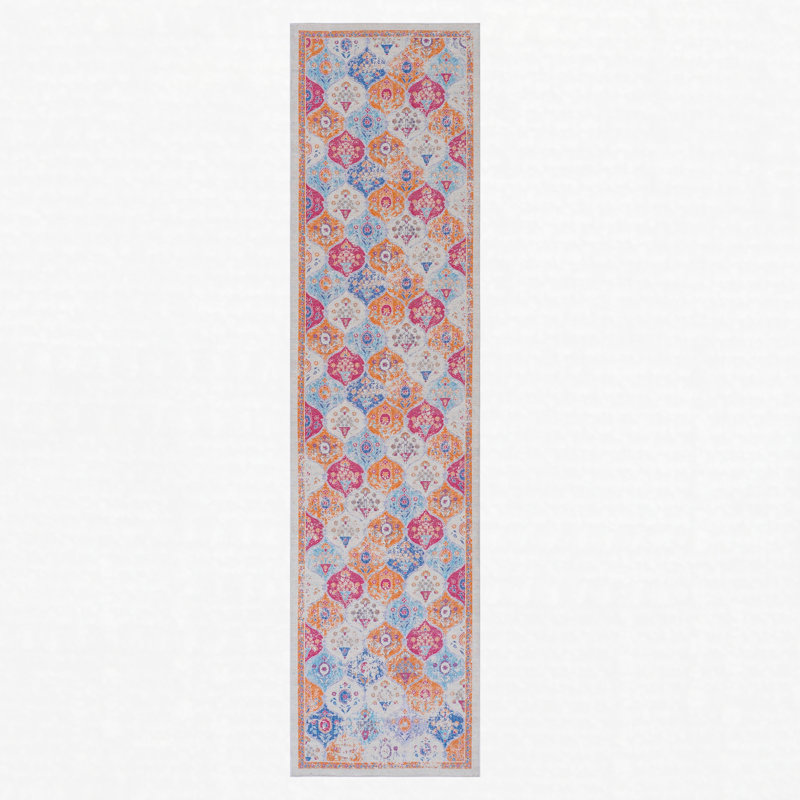 Cream Chenille Machine Washable Non-Slip Low-Pile Runner Rug 2'6'' x 10' Cream, Cream