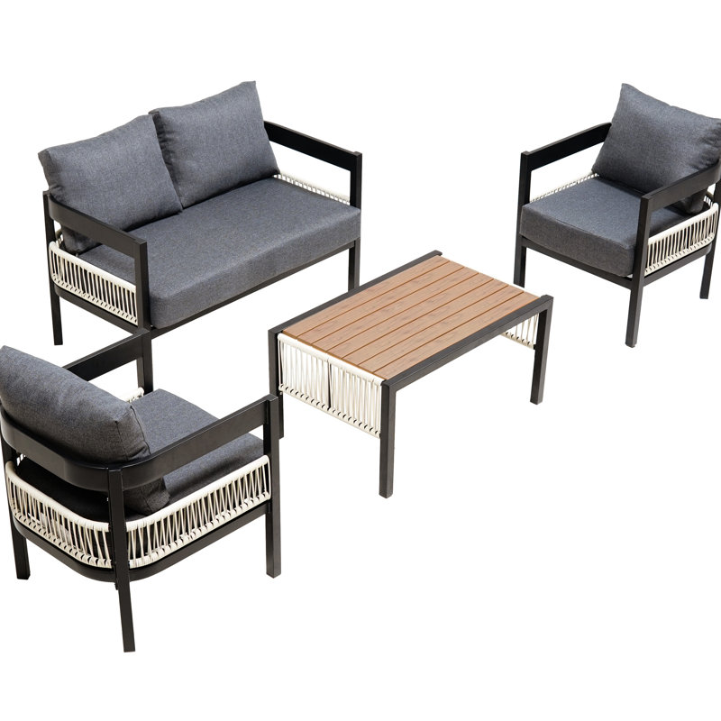 Ustyle Multi Outdoor With Table. Waterproof & Weather-. Pe . Iron Frame. For Spaces. Easy To Assemble. Beige Color And Water-, Rust. . Construction. Comfort. Grey