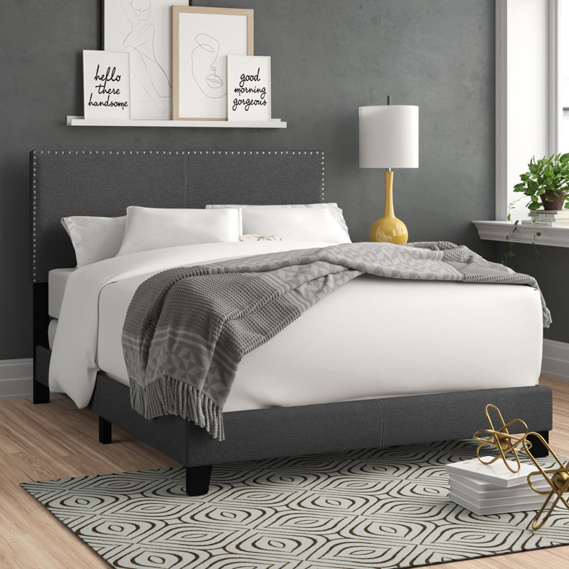 Marlene Upholstered Twin Panel Bed Charcoal, Twin, Charcoal
