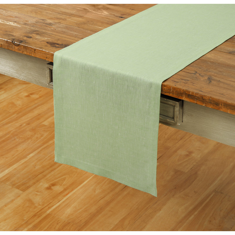 100% Pure Linen Table Runner - Athena, 108" x 14", Chambray Green
