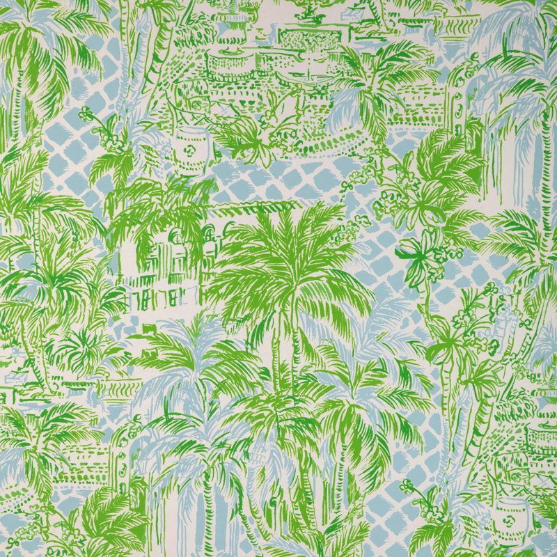 Lilly Pulitzer Palm Beach Wallpaper, Blue/Green