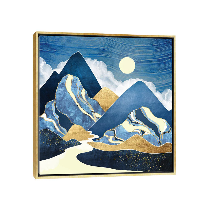 Moon River - impression d'art graphique, Aucun mat, H 18 po x l 18 po x 1,5 po, Toile encadrée d'or