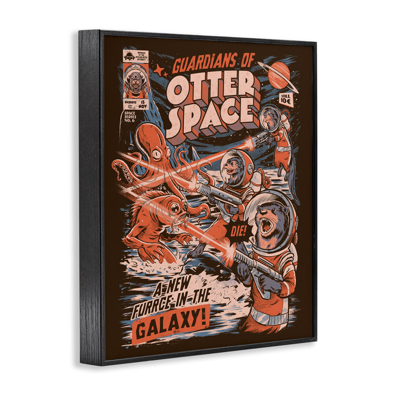 Gardiens de l'espace de loutre, estampe numérique rétro, design par EduEly Designs, H 14 po x l 11 po