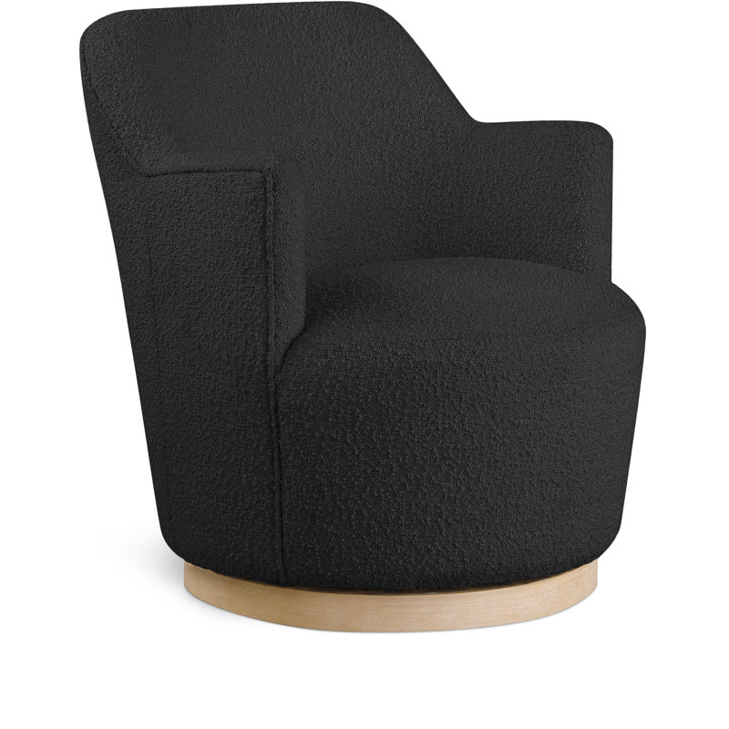 Ixareli Upholstered Swivel Armchair, Black Boucle Fabric