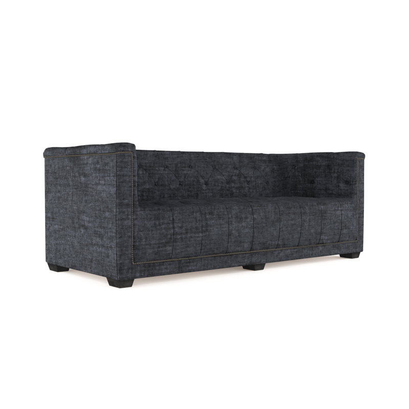 Velvet Sofa, Chocolate Genuine Leather, 84"