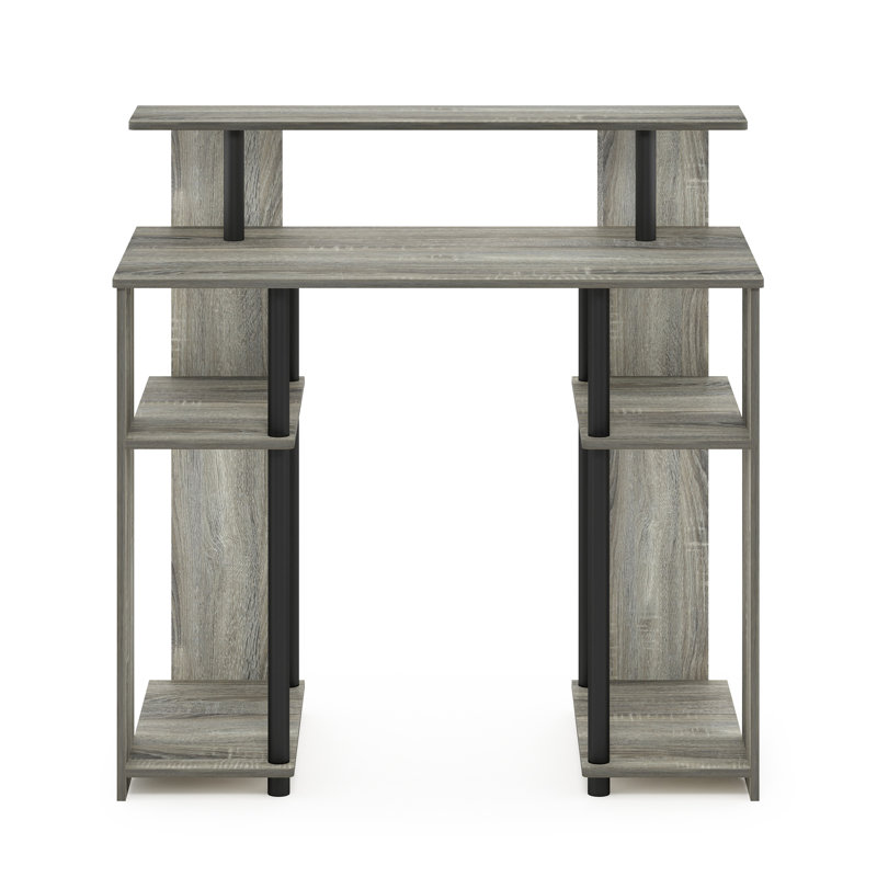 Bozidar Computer Desk, 90" H x 90" W x 48" D, French Oak Grey/Black
