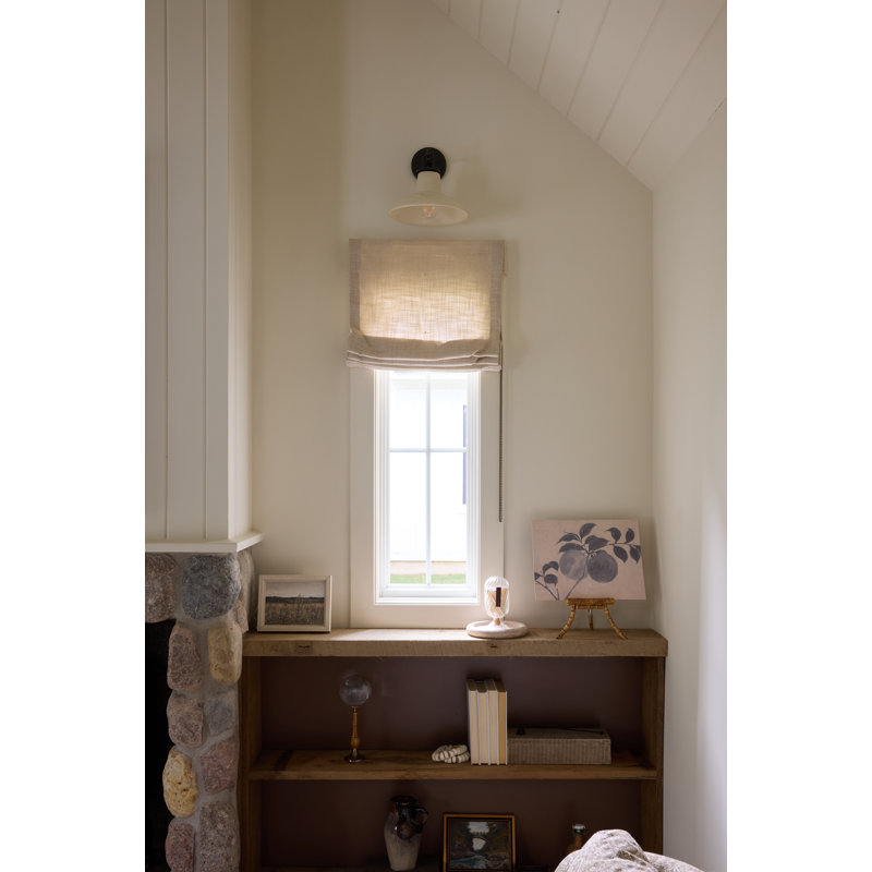 Pottersville 1 - Light Armed Sconce, Distressed Bronze/Ceramic Ivory Crackle