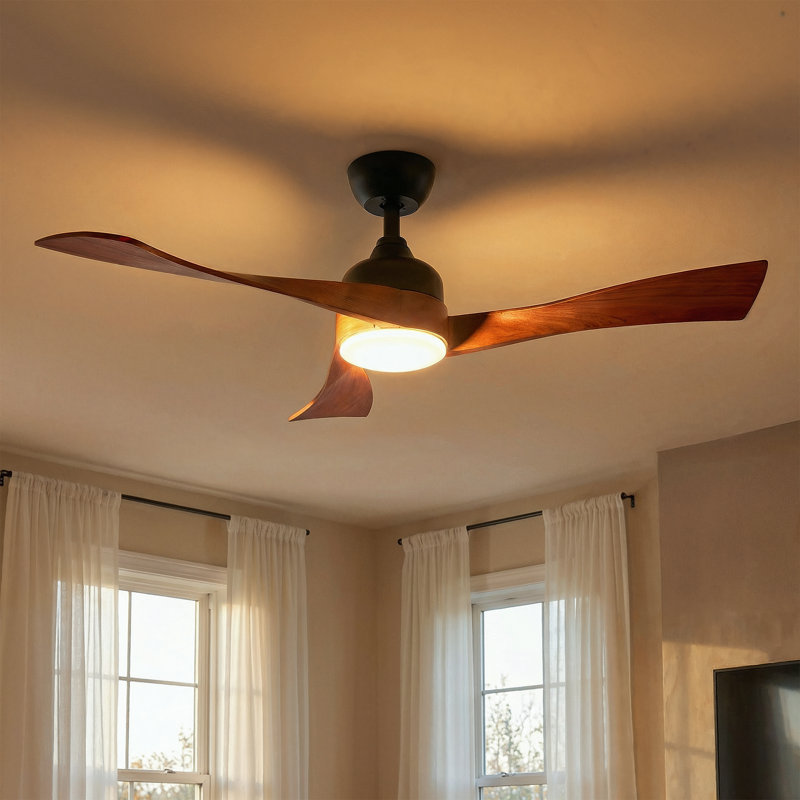 Smart Ceiling Fan With Solid Wood Blades, Reversible Motor, LED Light & App Control, Ultra-Quiet All-Season Fan