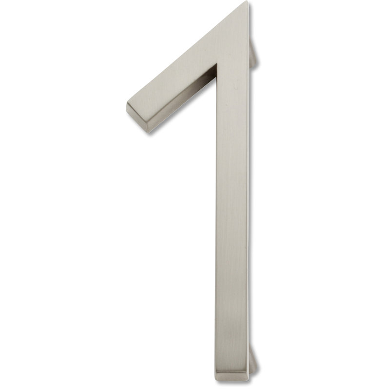 Modern Avalon 4-1/2" H Floating Mount House Number, Brushed Nickel, 1
