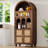 Burly 72.8" Tall Wood Arched Bookcase With Adjustable Shelves & Led Lights, Display Bookshelf With Glass Doors & Cabinet-695129575