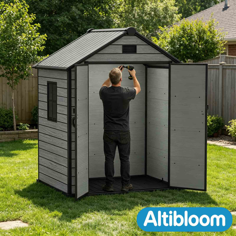Remise de rangement en résine Altibloom 6 x 4,4 pi - 180 pieds cubes avec plancher et porte verrouillable