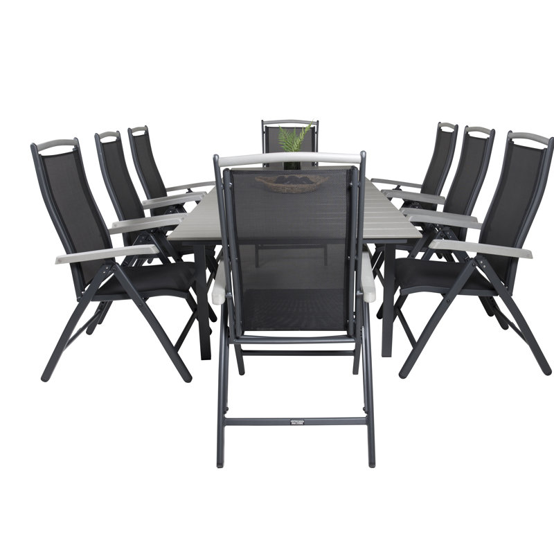 Faiyaz 8 - Person Patio Dining Set with Extendable Rectangular Table