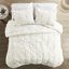 Édredon double / grand en coton blanc - 3 pièces de broderie élastique, rembourrage, bonnet caché d'hygiène et de qualité, 2 taies décoratives assorties en coton brodé, confort durable,-118651956