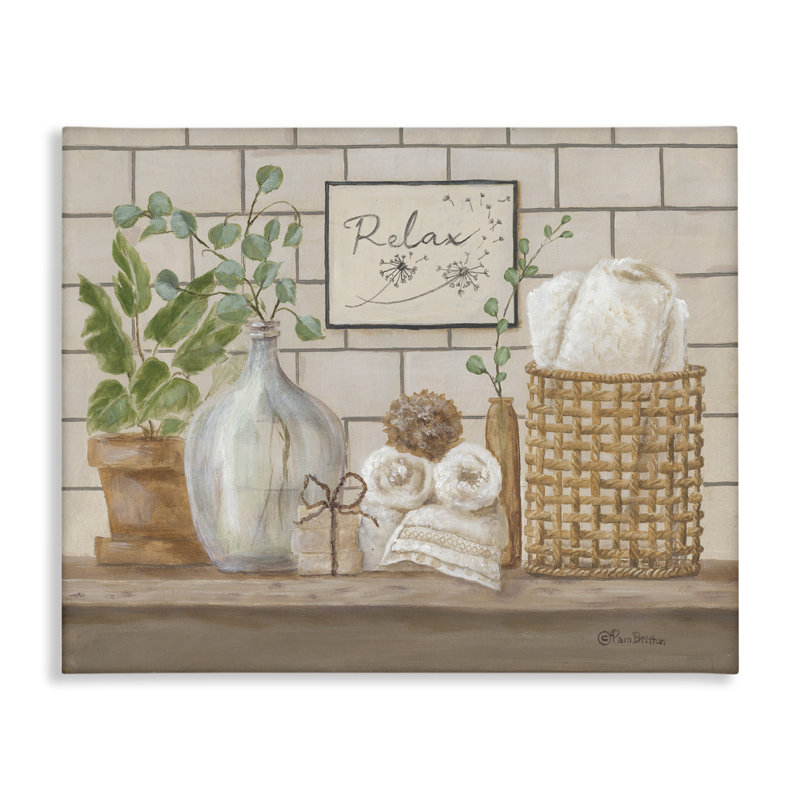 «Uplifting Bathroom Spa Relax Scene», art mural par Pam Britton, H 24 po x l 30 po x P 1,5 po