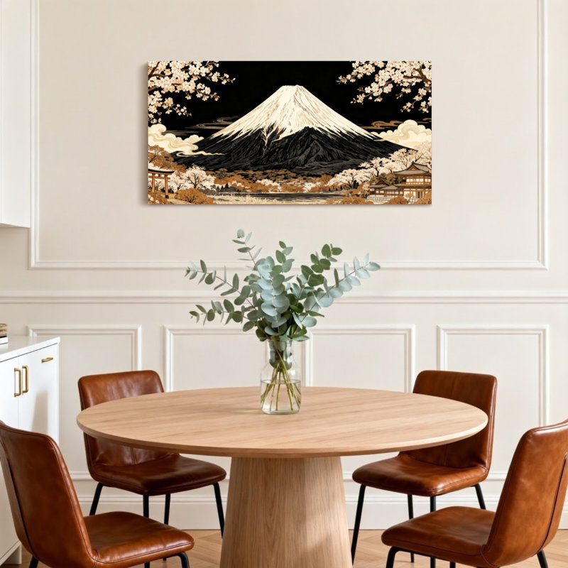 «Landscape & Nature Mount Fuji Cherry Blossom Landscape», reproduction d'art, H 24 po x l 48 po