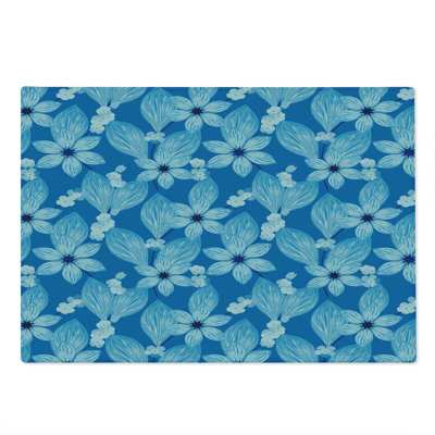 Ambesonne Floral Cutting Board Large Size Top View Flower Petals Scene Azure Blue Pale Blue