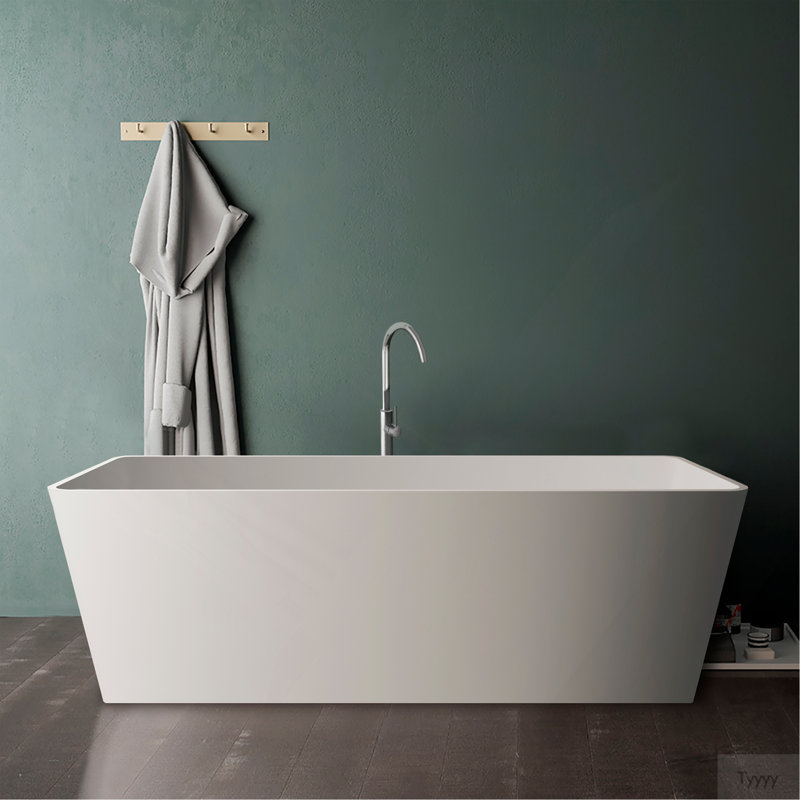 Baignoire de trempage autoportante à surface solide de 67 pouces pour salle de bain