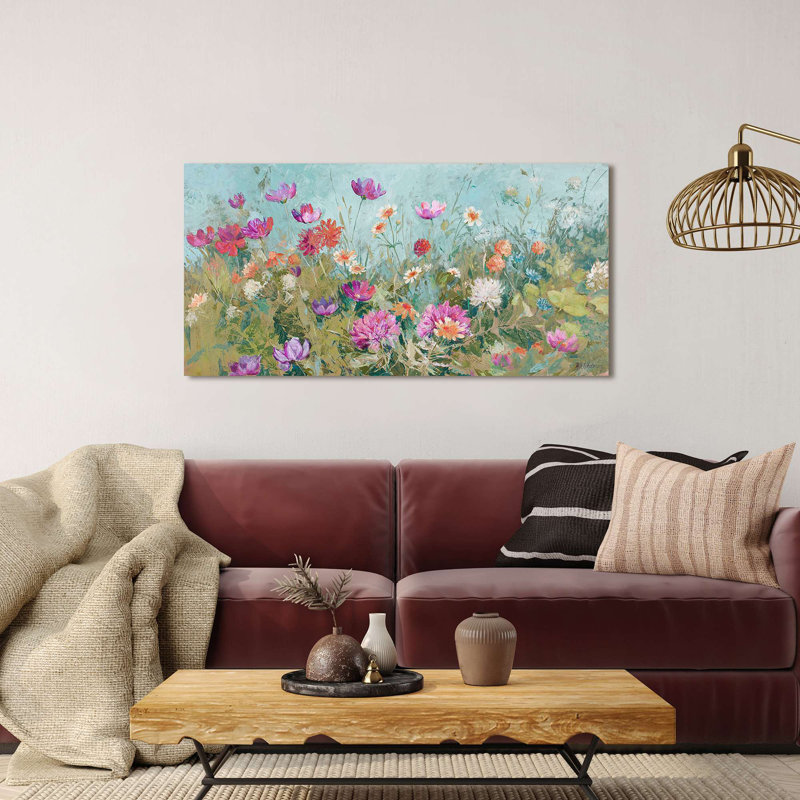 Floral Painting: Summer Breeze by Nel Whatmore - Wrapped Canvas Print, 35cm H x 70cm W x 4cm D