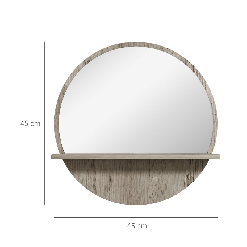 Round Mirror, Grey Wood