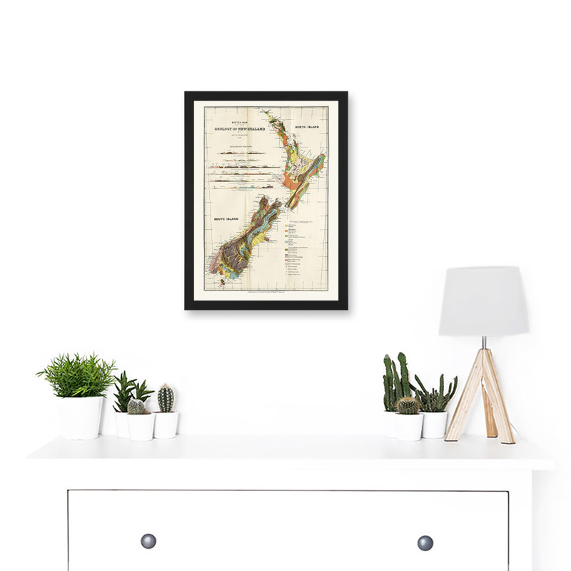 Map 1883 Hector Sketch New Zealand Geology Aotearoa - Single Picture Frame Print