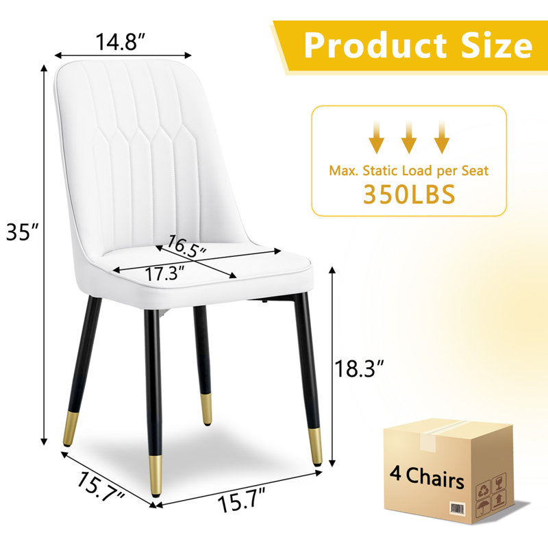 Ensemble de chaises de salle à manger Modern, Blanc, 4, Noir