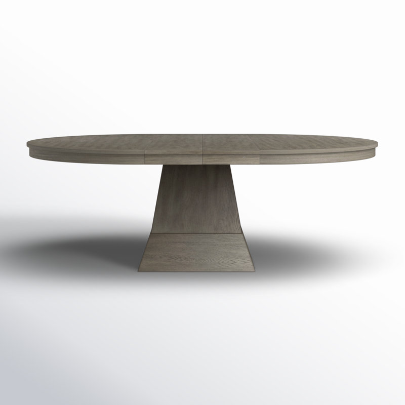Gray Round Extendable Wood Dining Table for Six