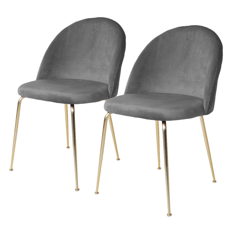 Klimas 46cm H Velvet Upholstered Metal Side Chair, Gold