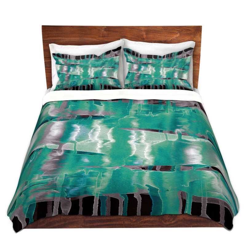 Polyester Abstract Duvet Cover, 1 Twin Duvet Cover + 1 Standard Sham, Green