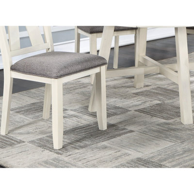 Chaise de salle à manger 2, revêtue de gris, style blanc épuré, classique de 2 chaises, coussin de siège, finition, design contemporain