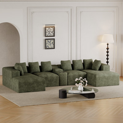 Canapé modulaire de 5 pièces sans assemblage avec chaises, console et porte-gobelet